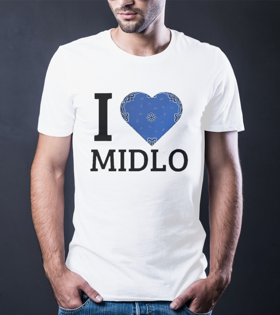 Midlo Love I Heart Blue Bandana T-Shirt