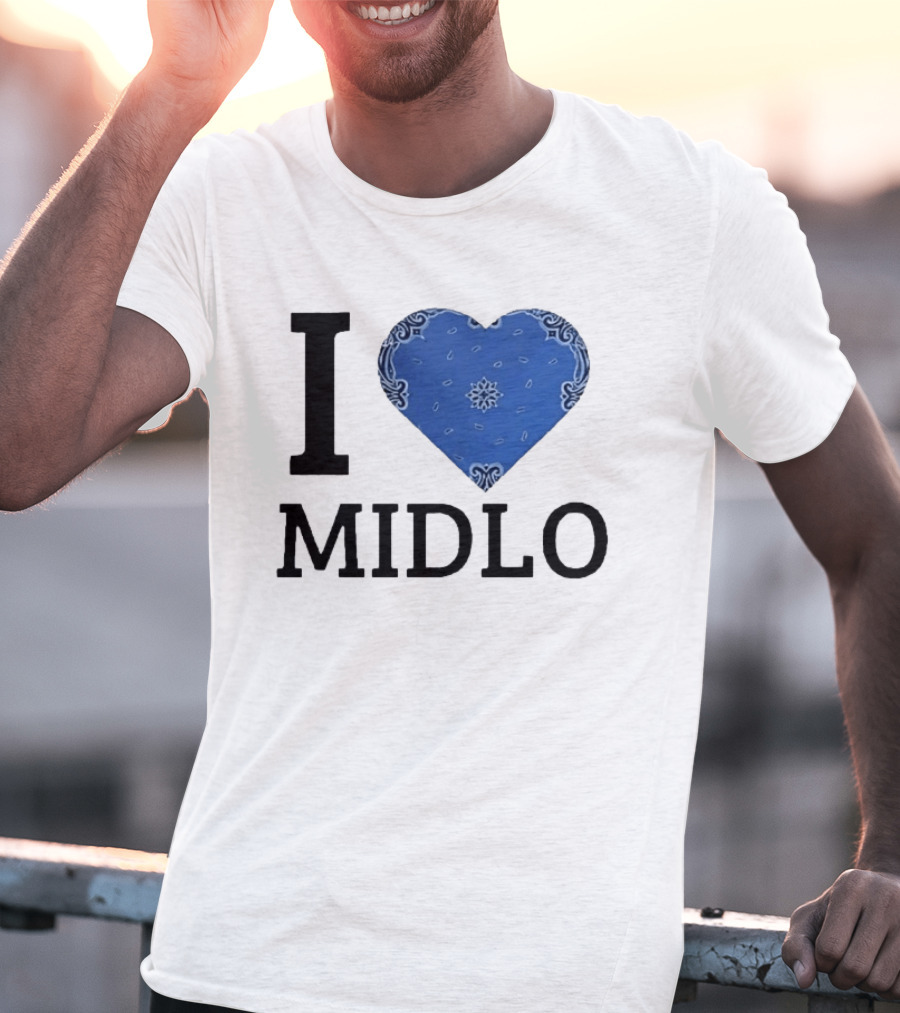 Midlo Love I Heart Blue Bandana T-Shirt