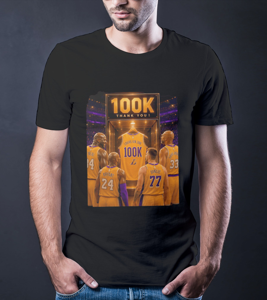 100K Thank You Lakers Fan Zone Players Shaq Kobe Abdul Jabbar T-Shirt