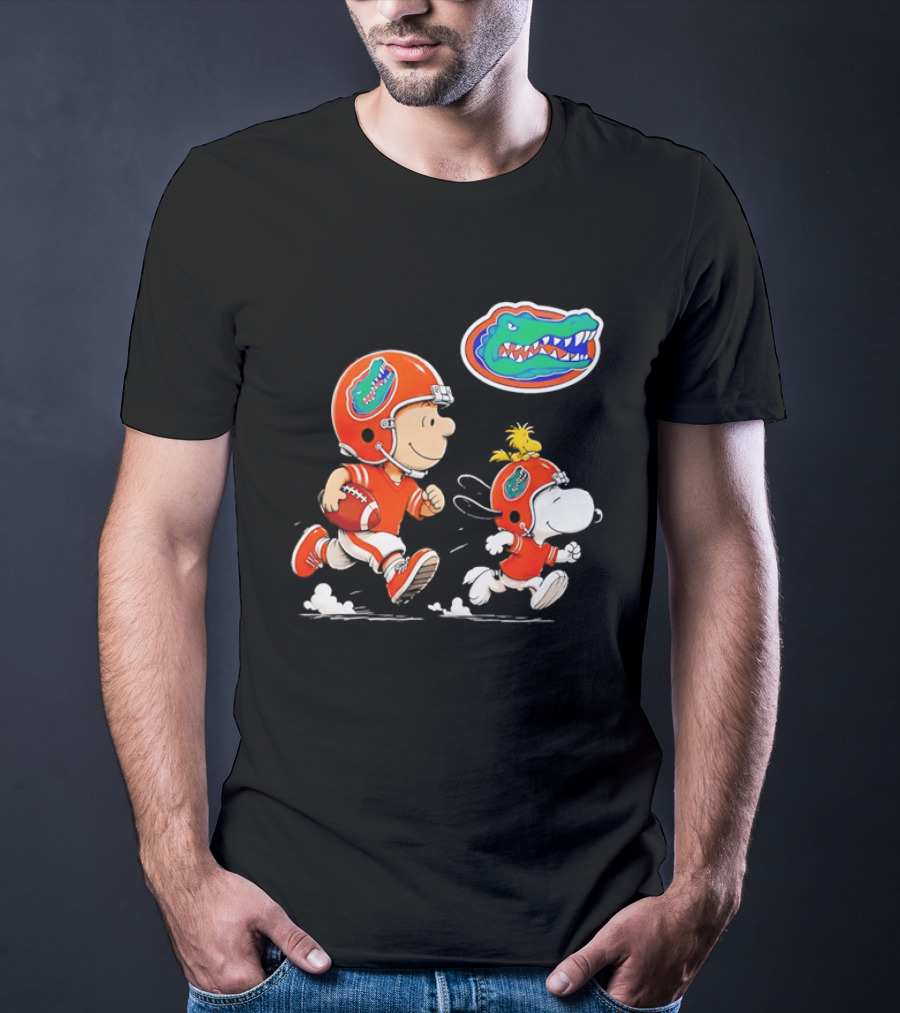 Charlie Brown Snoopy Florida Gators Football Running Kids T-Shirt