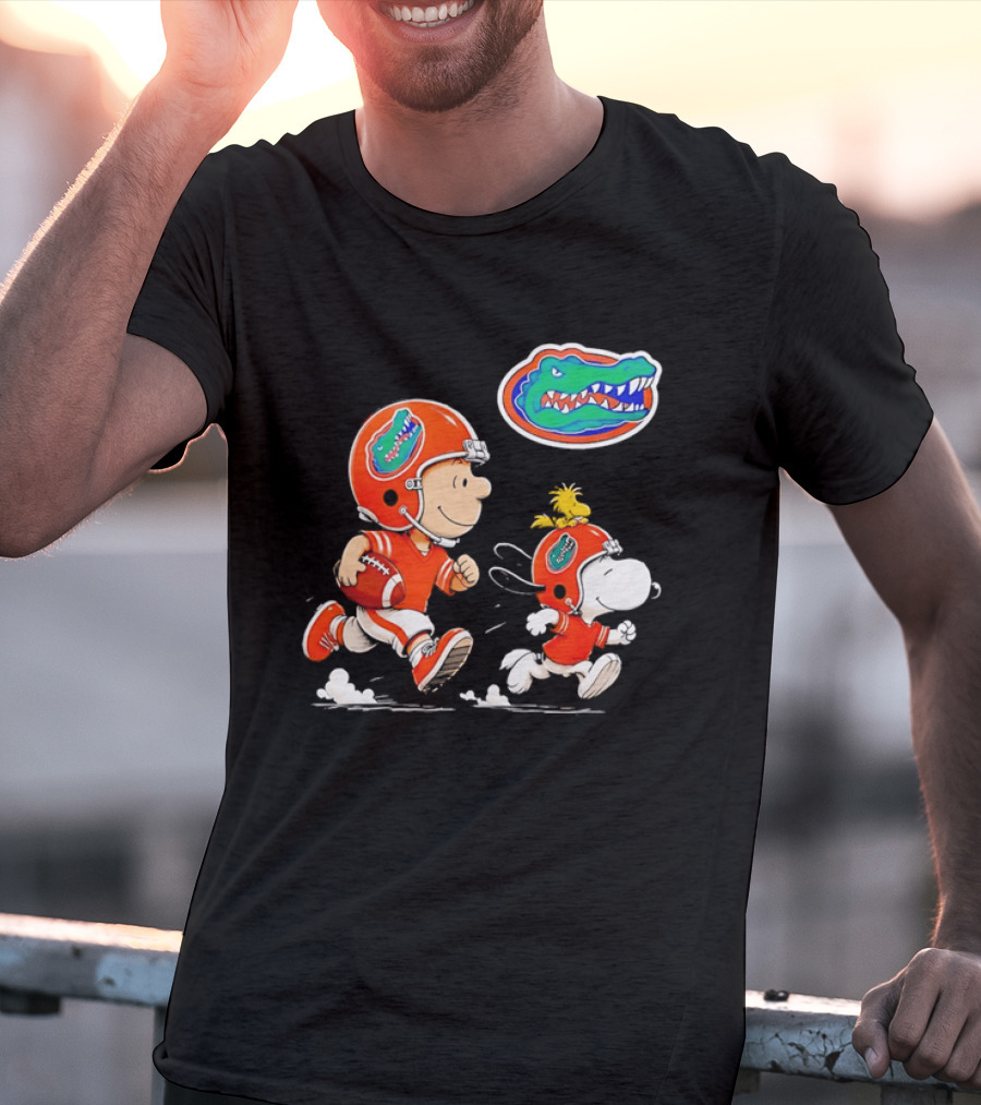 Charlie Brown Snoopy Florida Gators Football Running Kids T-Shirt
