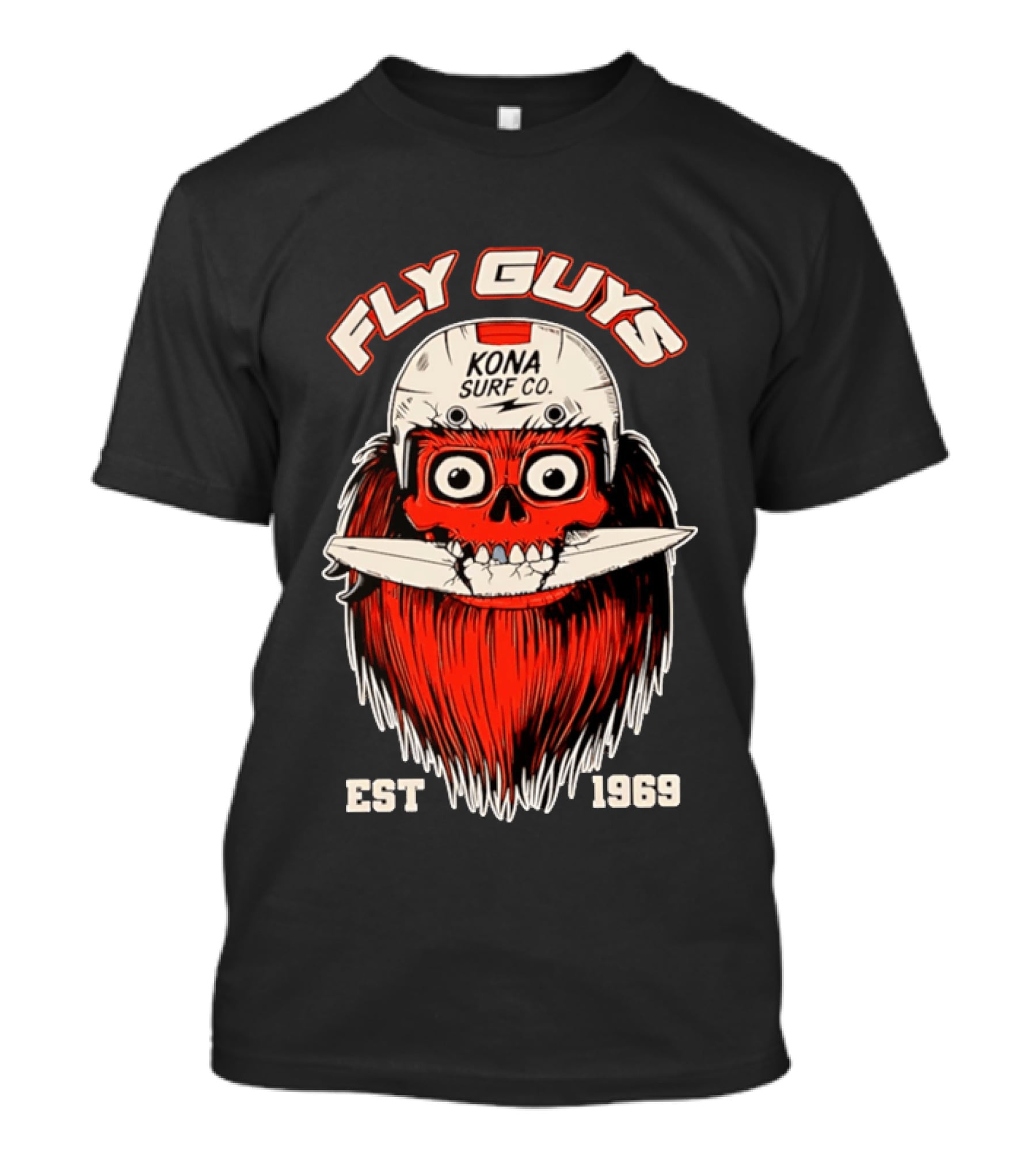 Fly Guys Kona Surf Co Est 1969 Skull Surfboard Helmet T-Shirt