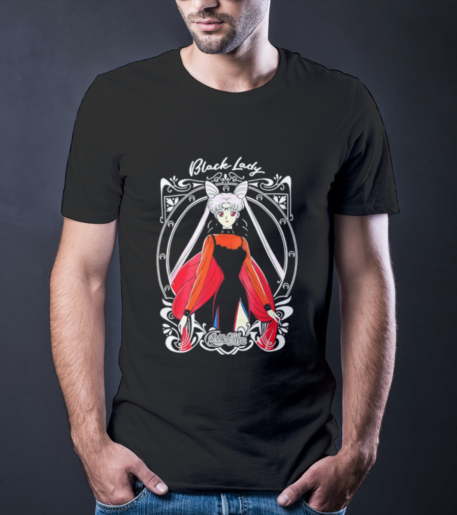 Black Lady Sailor Moon Anime Character Art Nouveau T-Shirt