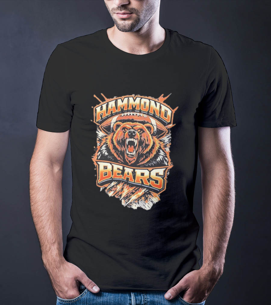 Hammond Bears Football Roaring Bear And Football T-Shirt