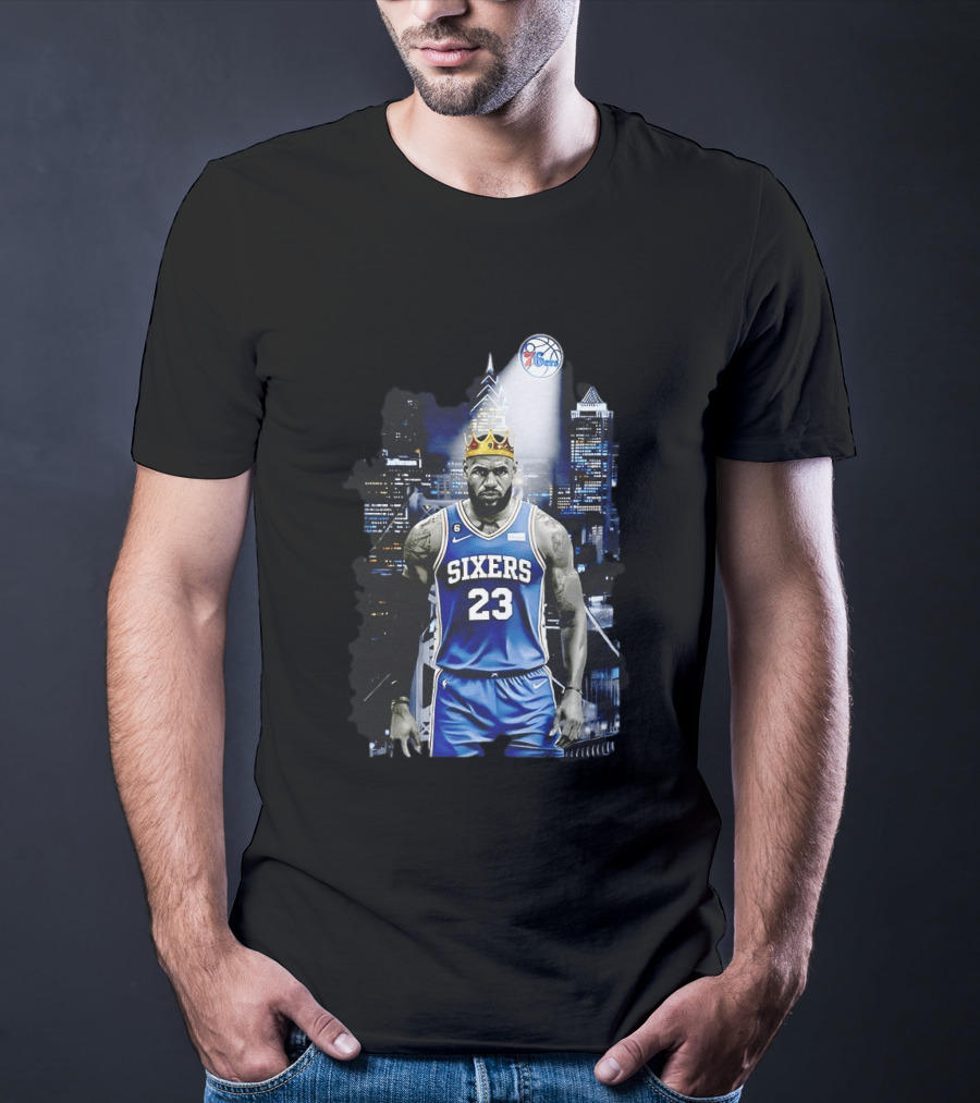 Philadelphia 76ers LeBron James NBA Sixers 23 Jersey With Crown And City T-Shirt