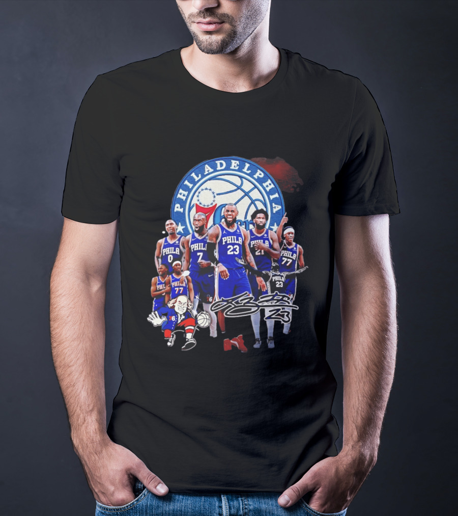 Philadelphia 76ers LeBron James 23 Phila Basketball Team Collage T-Shirt