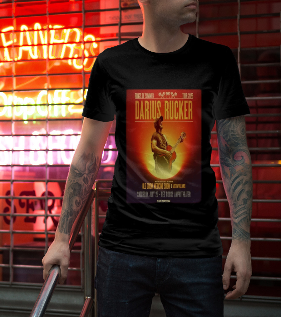 Songs Of Summer Tour 2026 Darius Rucker With Old Crow Medicine Show And Austin Williams Live At Red Rocks Amphitheater July 25 T-Shirt