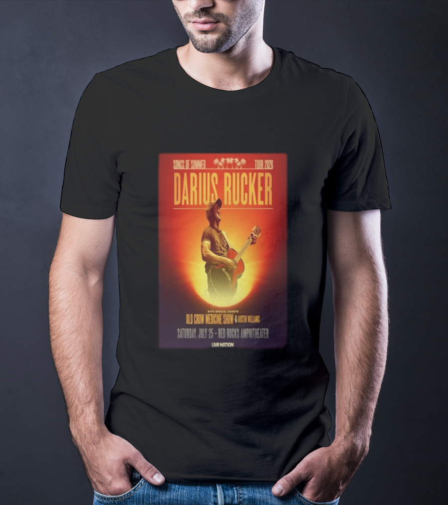 Songs Of Summer Tour 2026 Darius Rucker With Old Crow Medicine Show And Austin Williams Live At Red Rocks Amphitheater July 25 T-Shirt