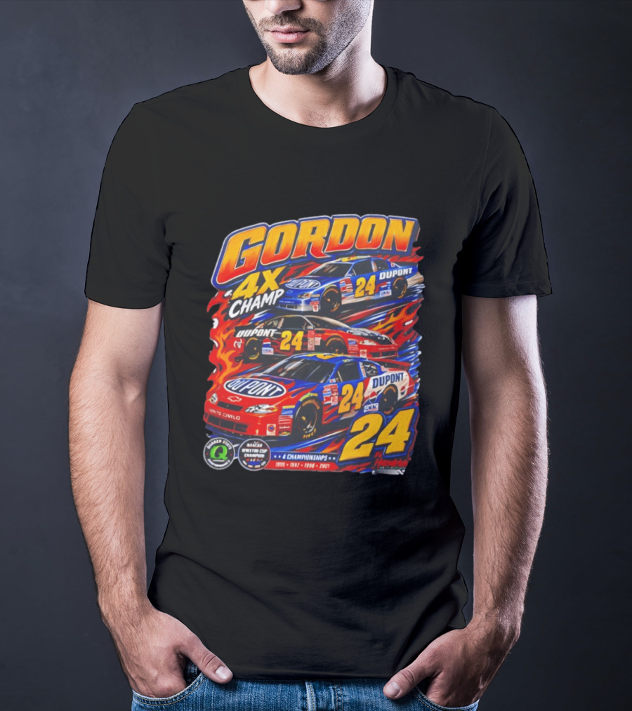 Gordon 4X Champ Number 24 Dupont Racing Car 4 Championships T-Shirt