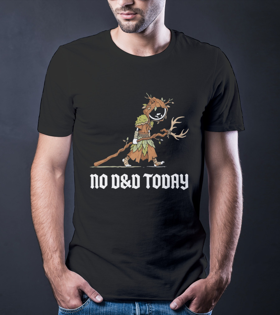 Druid Tree Costume Carrying Antler Staff No D&D Today T-Shirt