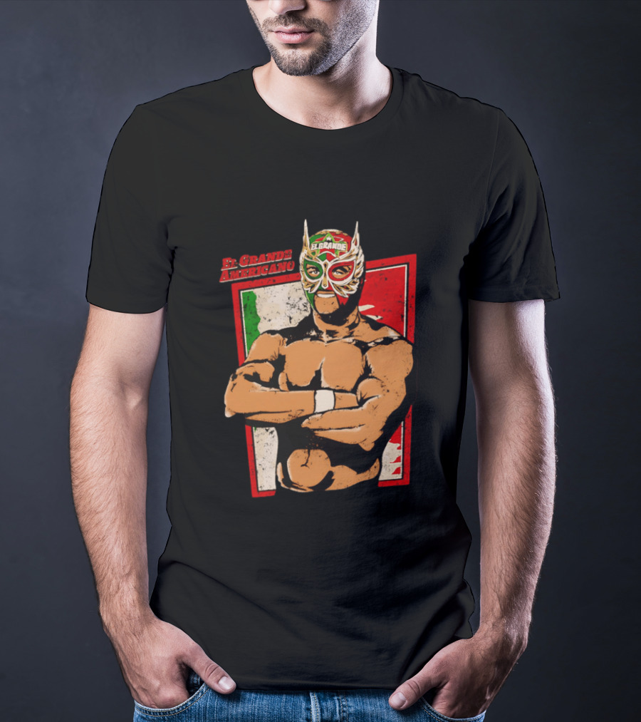 El Grande Americano Lucha Libre Wrestler Mexican Flag Masked Hero T-Shirt