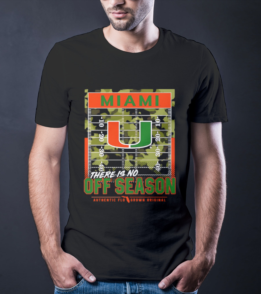 Miami Hurricanes U No Off Season Football Field Camo T-Shirt