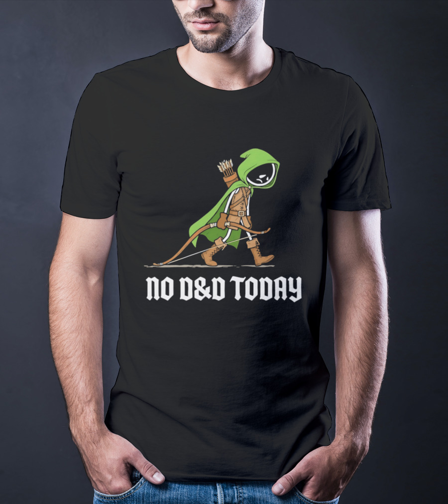 No D&D Today Ranger Cartoon Archer Green Hood Bow And Arrows T-Shirt