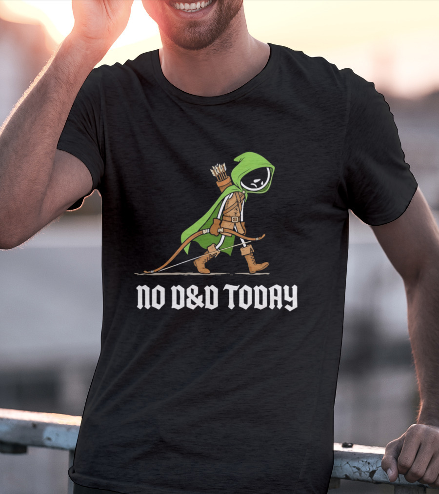 No D&D Today Ranger Cartoon Archer Green Hood Bow And Arrows T-Shirt