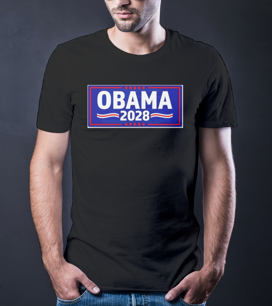 Obama 2028 Stars Stripes Political Campaign T-Shirt