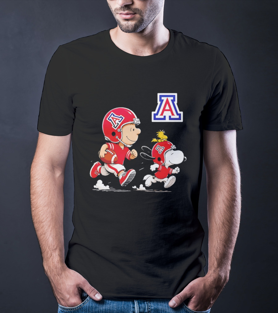 Peanuts Characters Football Arizona Wildcats Team Helmets And Jerseys T-Shirt