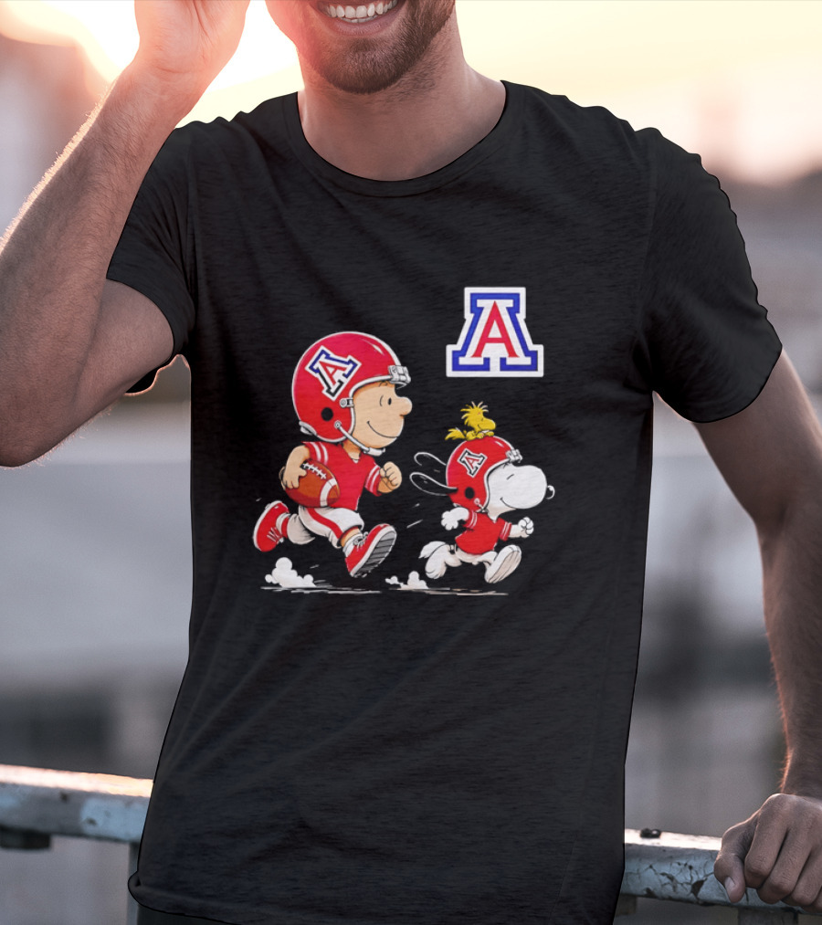 Peanuts Characters Football Arizona Wildcats Team Helmets And Jerseys T-Shirt