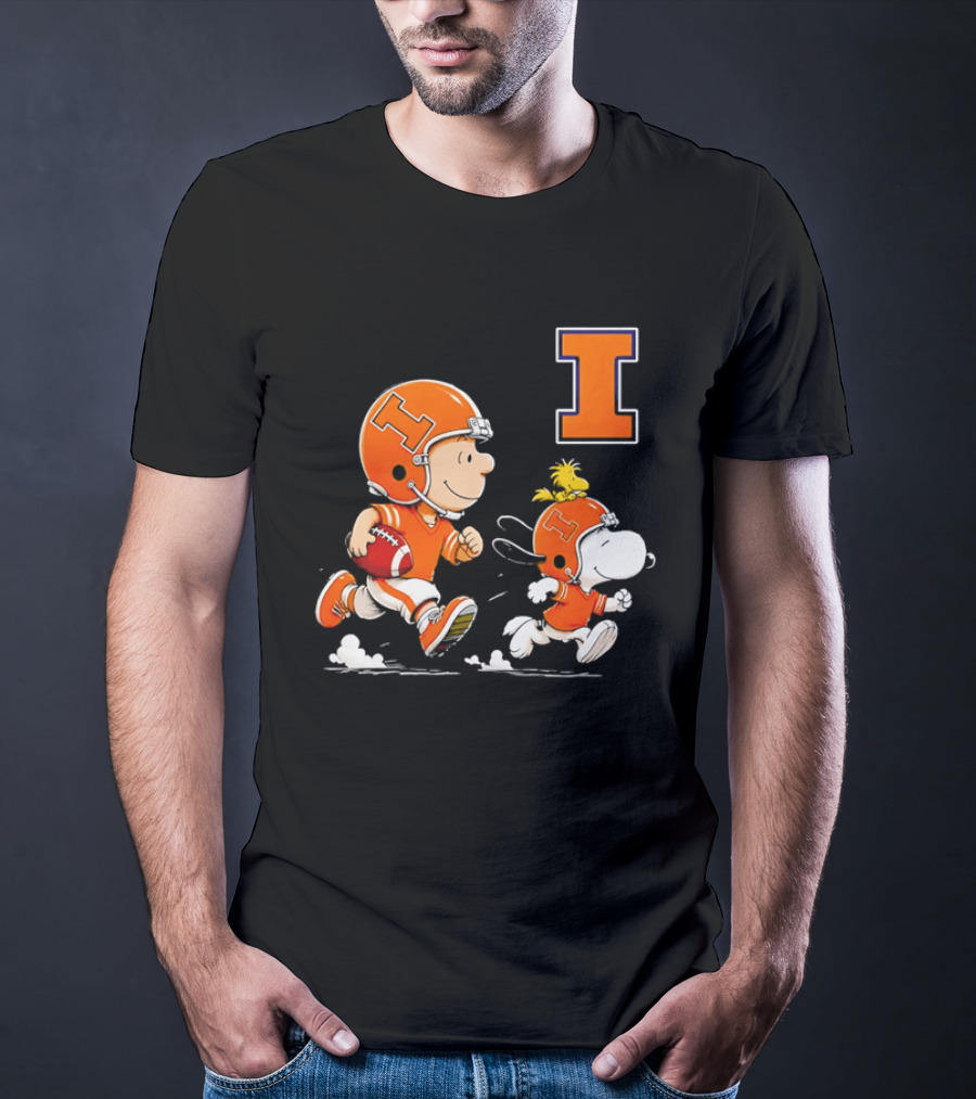 Charlie Brown Snoopy Football Running Letter I Peanuts T-Shirt