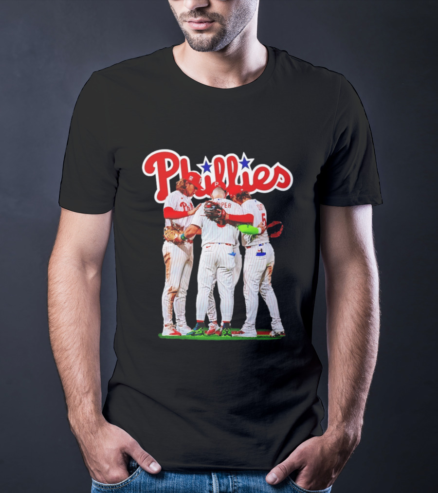 Philadelphia Phillies Team Huddle Harper '26 Baseball Collaboration T-Shirt