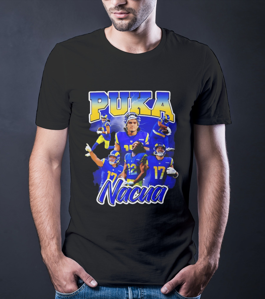 Puka Nacua Los Angeles Rams 17 Football Player Collage T-Shirt