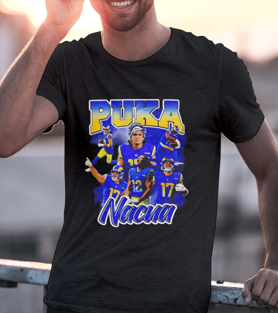 Puka Nacua Los Angeles Rams 17 Football Player Collage T-Shirt