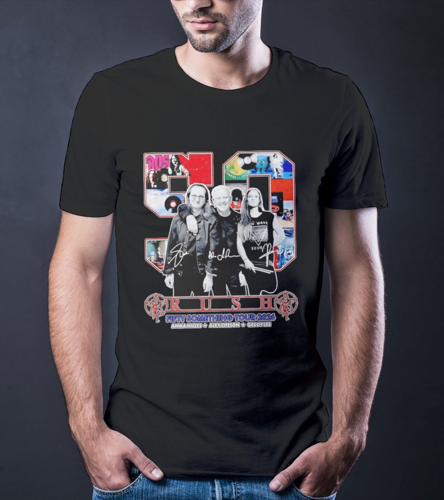 Rush Fifty Something Tour 2026 Anika Nilles Alex Lifeson Geddy Lee T-Shirt