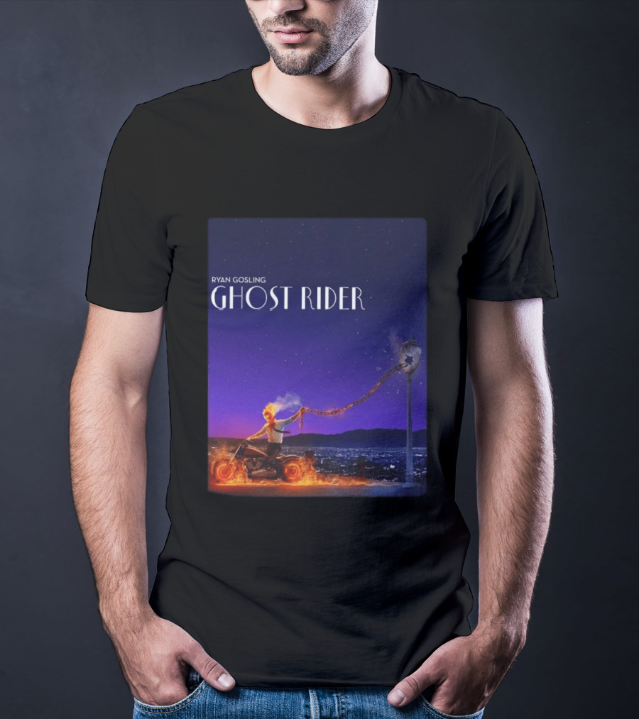 Ryan Gosling Ghost Rider Meets La La Land Lamppost Scene T-Shirt
