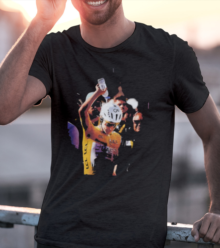 Tadej Pogačar Cooling Off With Water Bottle T-Shirt