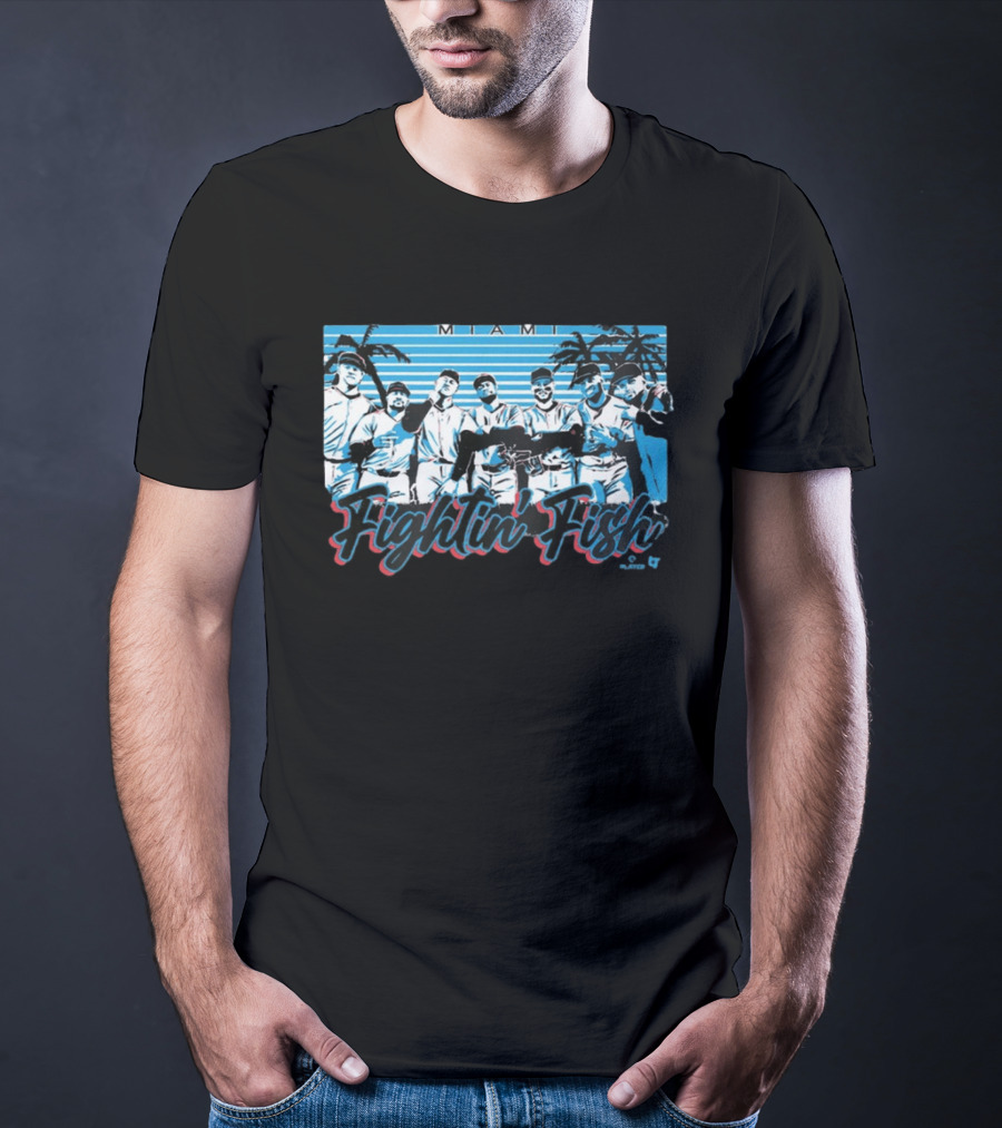 Miami Fightin' Fish Baseball Team Palm Trees T-Shirt