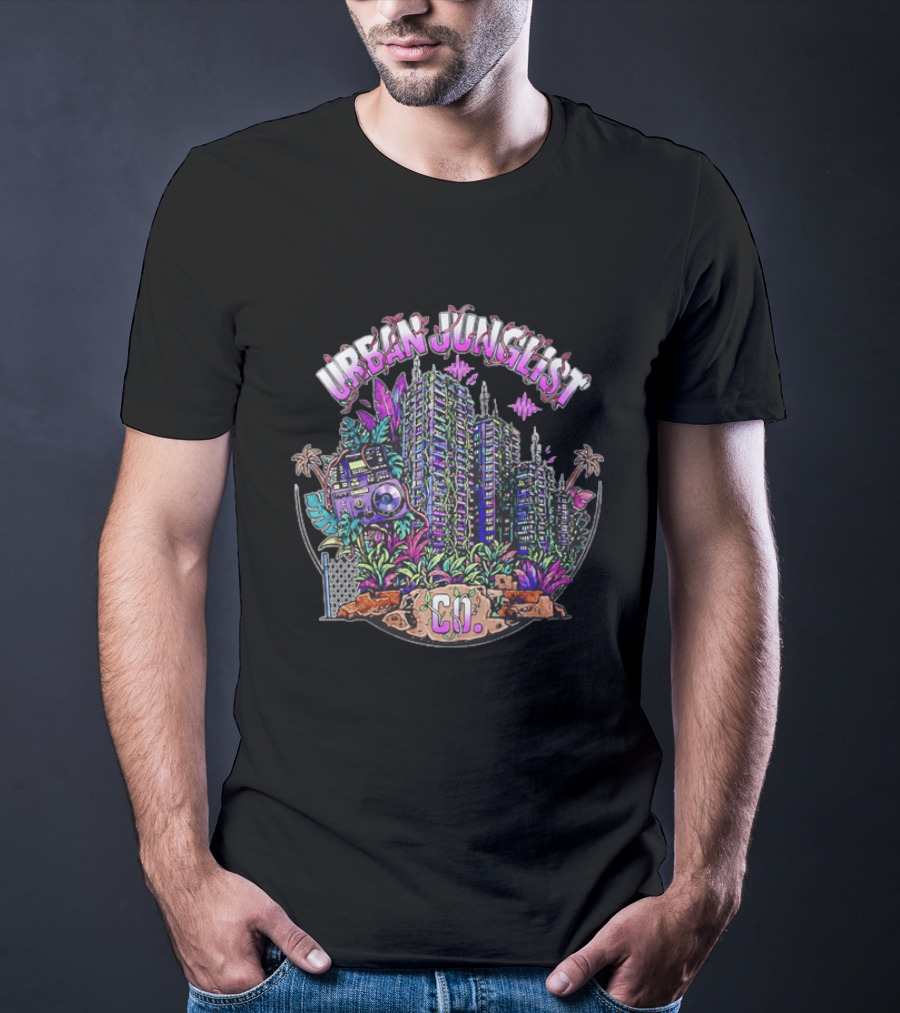 Urban Junglist Co Jungle Cityscape Boombox Vibes T-Shirt
