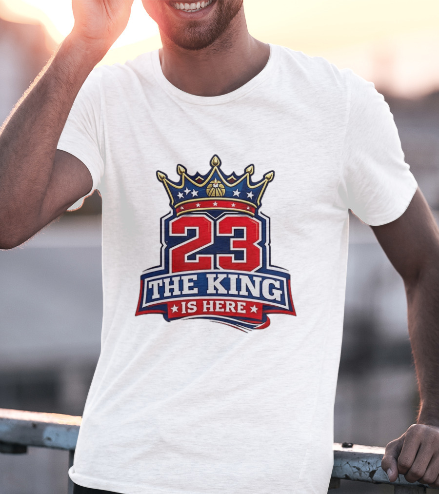 LeBron James 23 The King Is Here Crown Philadelphia 76ers NBA T-Shirt