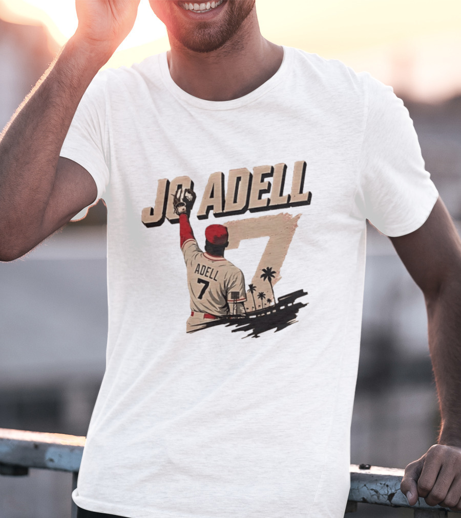 Los Angeles Angels Jo Adell Number 7 Baseball Sports Palm Trees T-Shirt