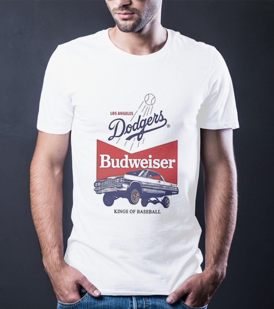 Los Angeles Dodgers Budweiser Kings Of Baseball Retro Car T-Shirt