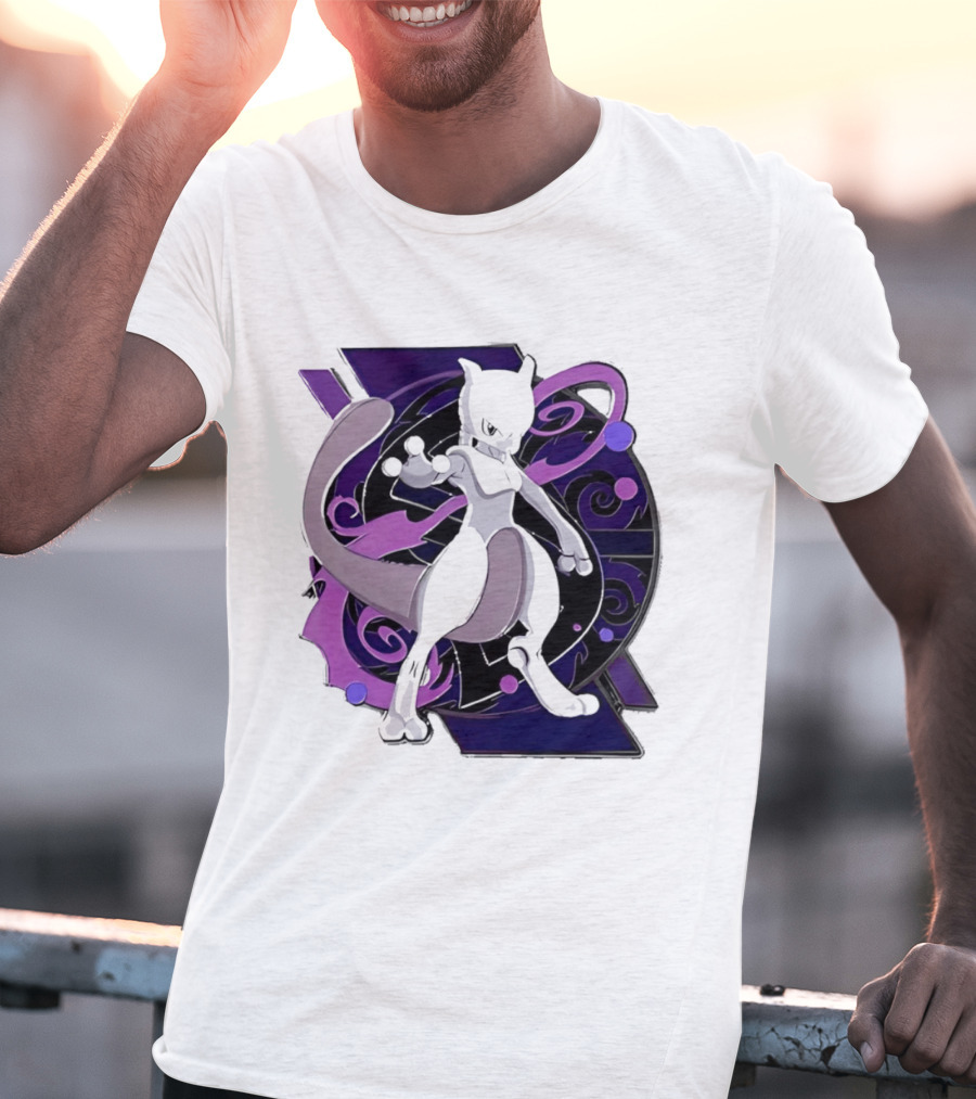 Pokemon Mewtwo Psychic Power Strike Dynamic Pose T-Shirt
