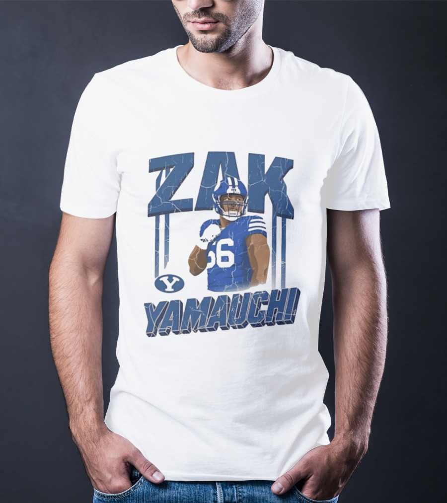 Zak Yamauchi Football Number 66 Blue And Green T-Shirt