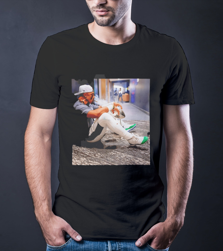 Jalen Hurts Philadelphia Eagles Smoking Trophy Cigar Celebratory Moment T-Shirt