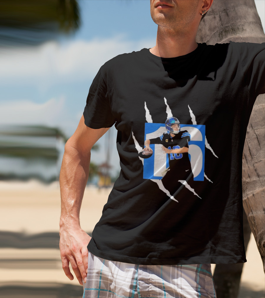 Jared Goff 16 Claw Scratch Football Quarterback T-Shirt