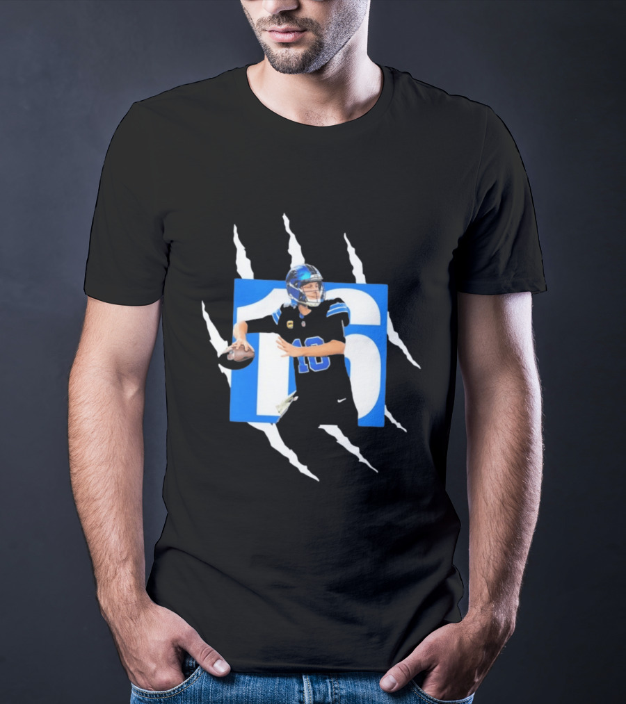 Jared Goff 16 Claw Scratch Football Quarterback T-Shirt