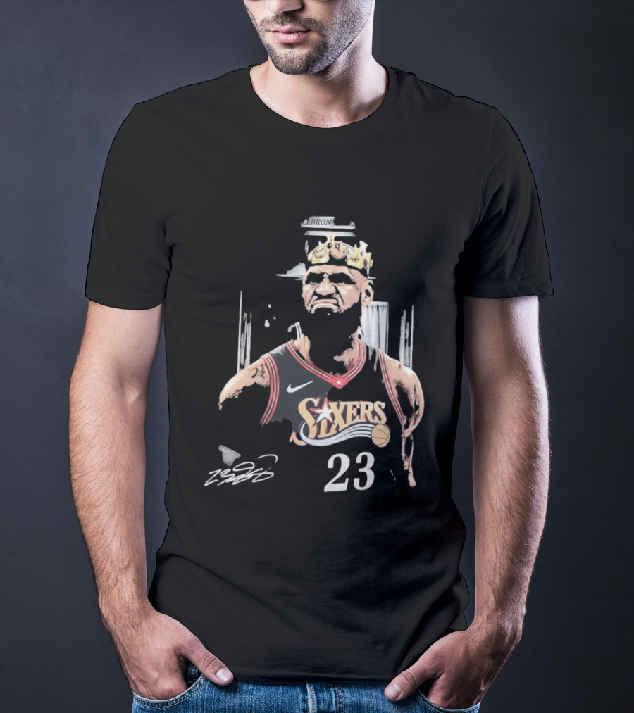 Philadelphia 76ers LeBron James Crown 23 Signature Basketball T-Shirt