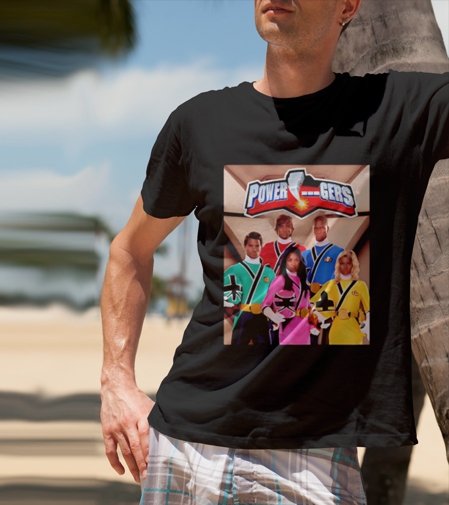 Power Rangers Samurai Team Red Green Pink Yellow Blue Characters T-Shirt