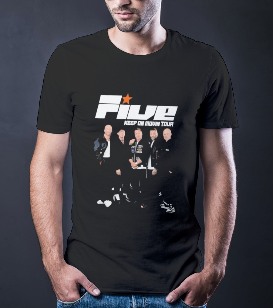 Five Keep On Movin Tour 90s Boyband Nostalgia Star T-Shirt