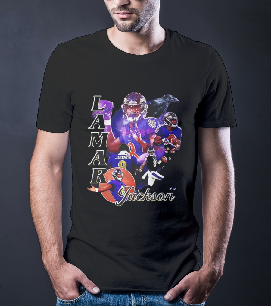Lamar Jackson Baltimore Ravens Football Collage T-Shirt