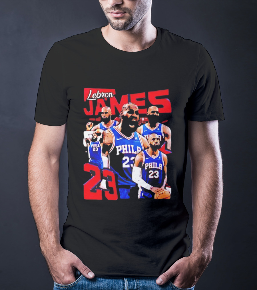 LeBron James No 23 Philadelphia 76ers Collage Legends T-Shirt