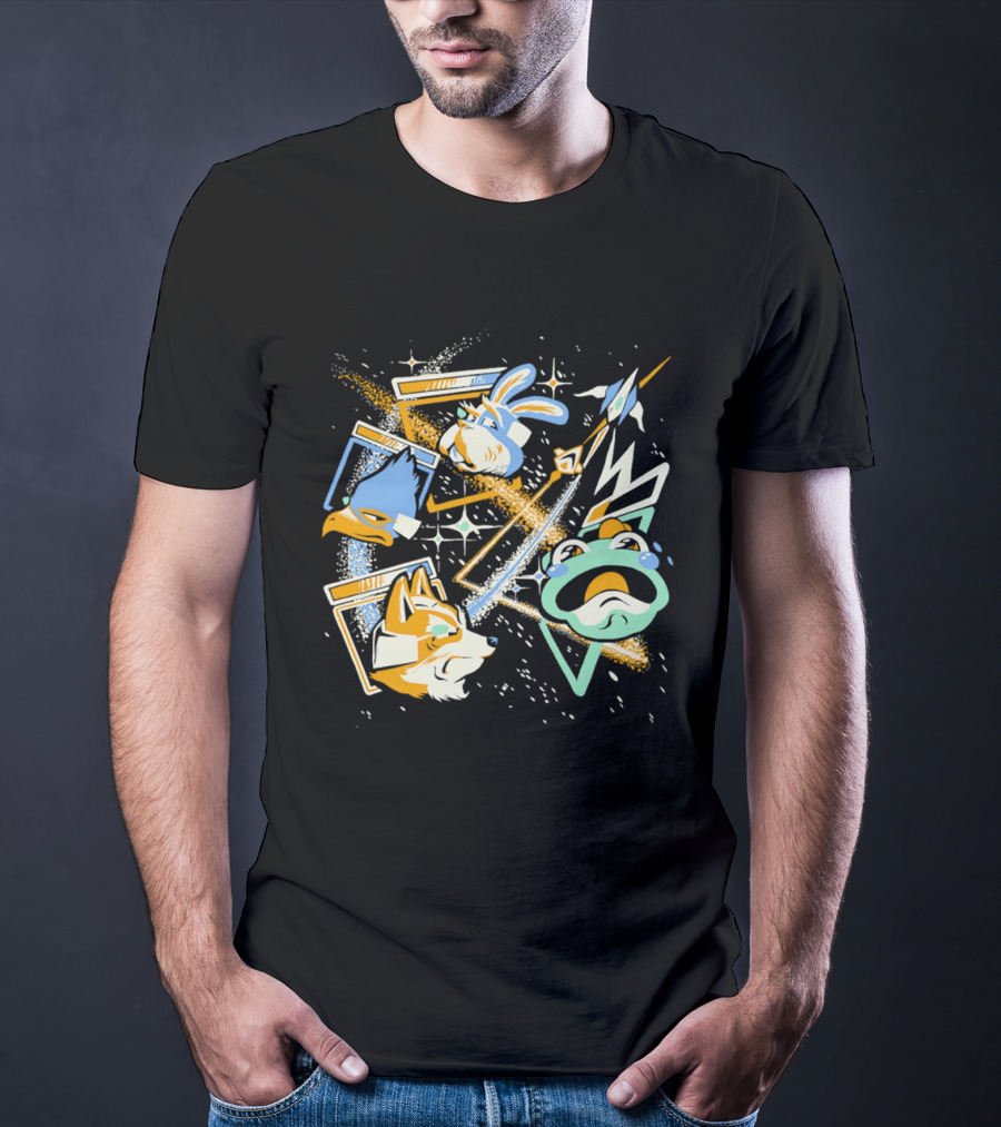 Star Fox Slippy Toad Peppy Hare Falco Lombardi Retro Game Characters T-Shirt