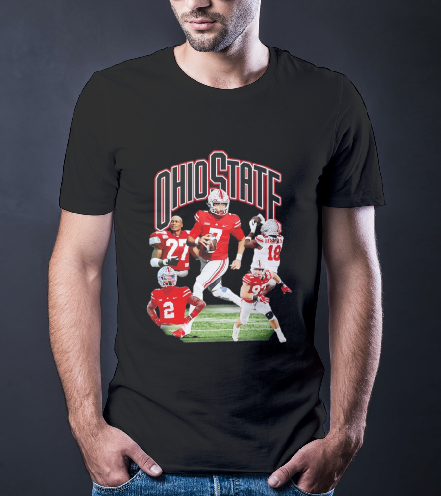 Ohio State Football Collage Featuring Harrison Jr And Star Players T-Shirt