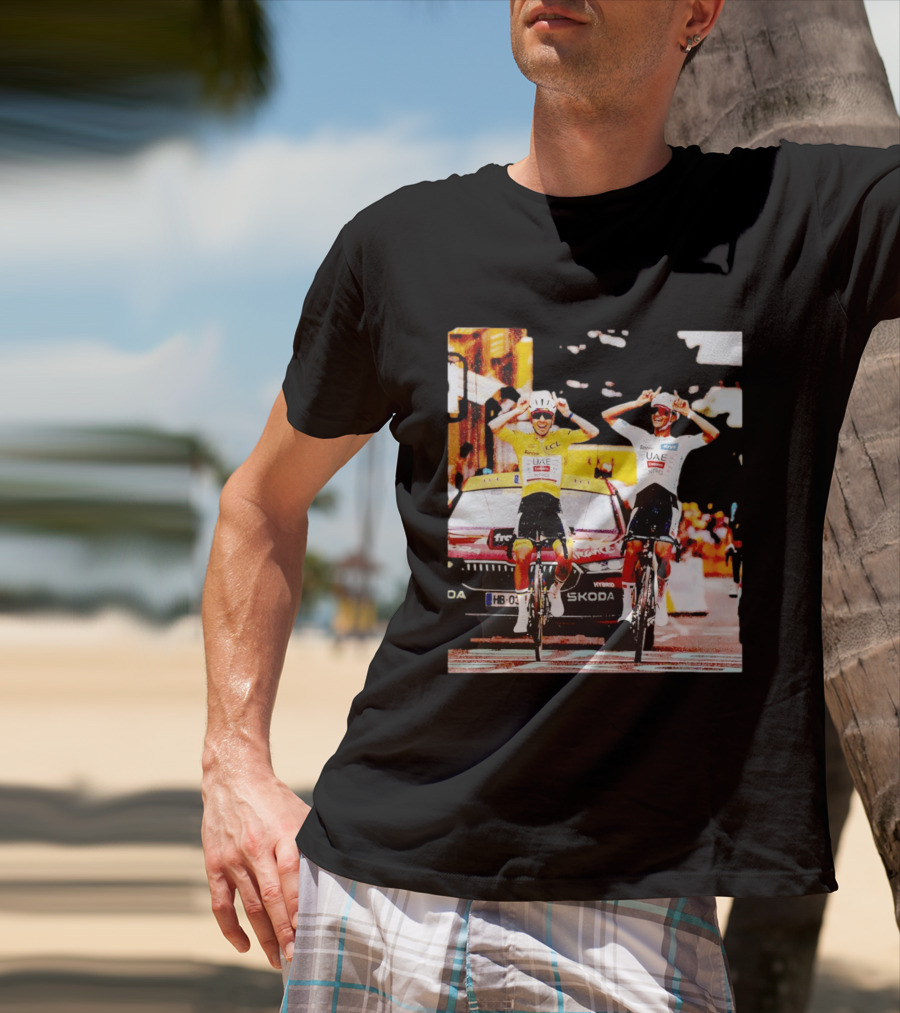 Tadej Pogačar Isaac Del Toro UAE Team Emirates Cycling Skoda Tour Celebratory Finish T-Shirt