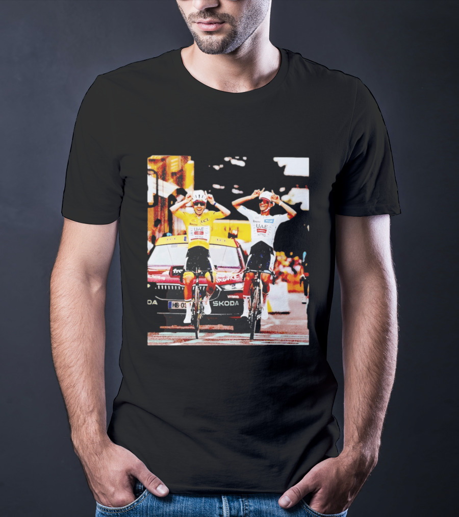 Tadej Pogačar Isaac Del Toro UAE Team Emirates Cycling Skoda Tour Celebratory Finish T-Shirt