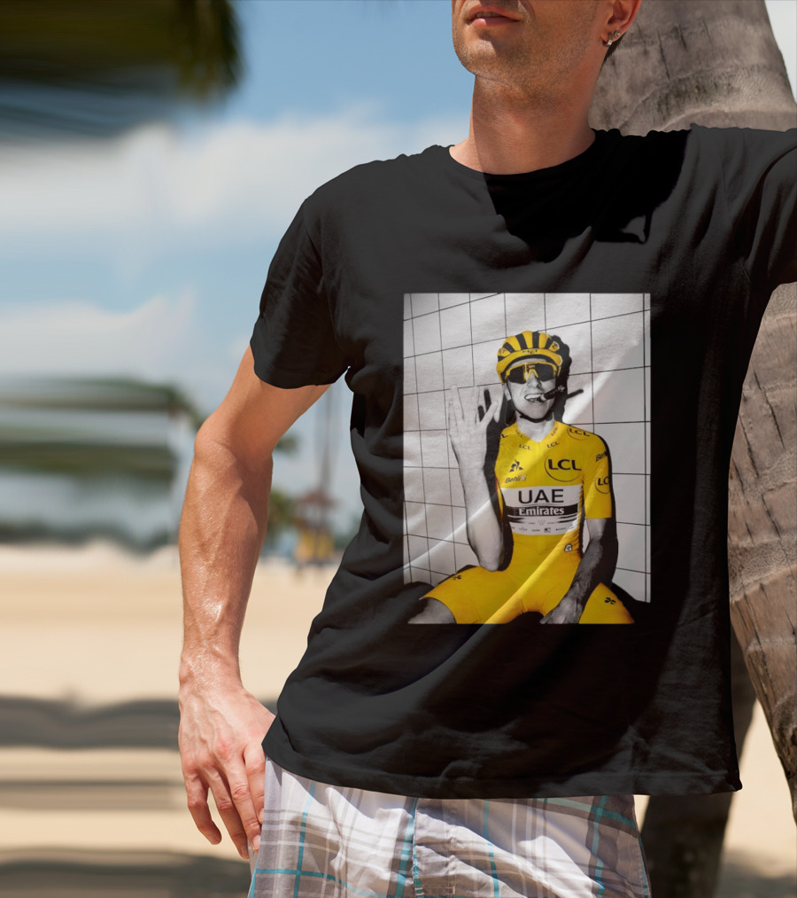 Tadej Pogačar UAE Emirates LCL Yellow Jersey Cycling Champion T-Shirt