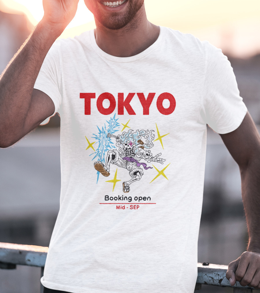 Tokyo Booking Open Mid Sep One Piece Luffy Skeleton Burst T-Shirt