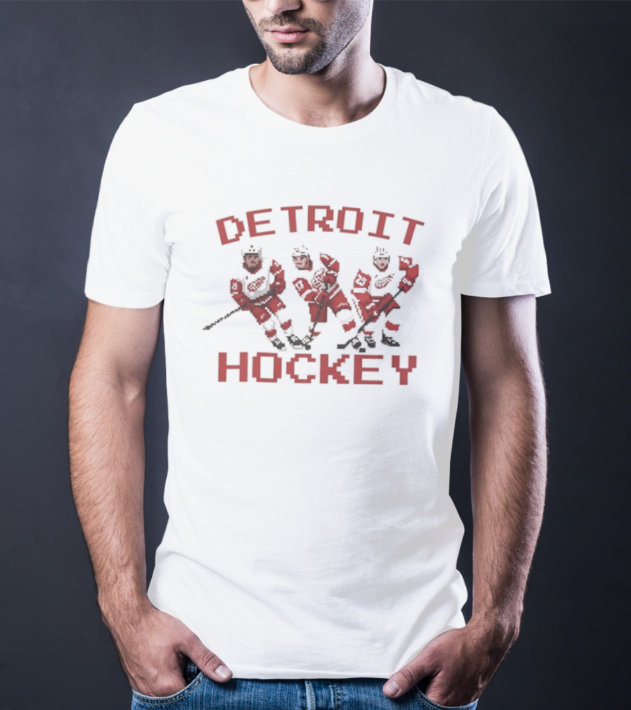 Detroit Red Wings Hockey Pixel T-Shirt